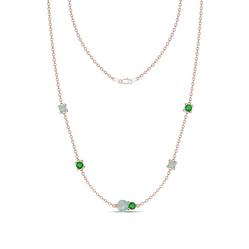 Linea 0.47 ctw Opal (4 mm) and Green Garnet Women Station Necklace 