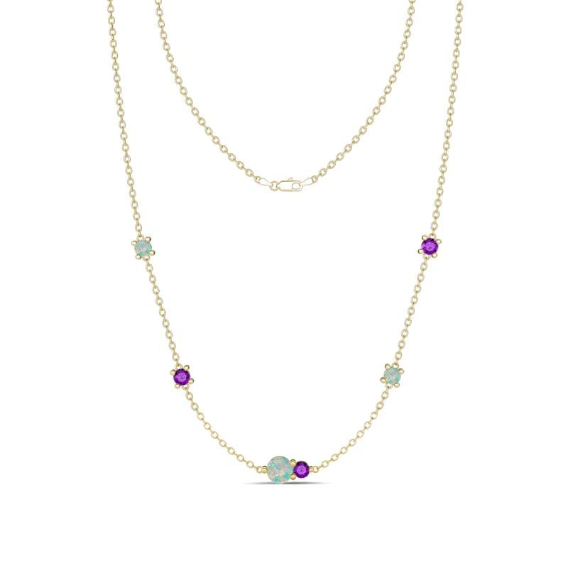 Linea 0.39 ctw Opal (4 mm) and Amethyst Women Station Necklace 