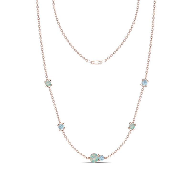 Linea 0.39 ctw Opal (4 mm) and Aquamarine Women Station Necklace 