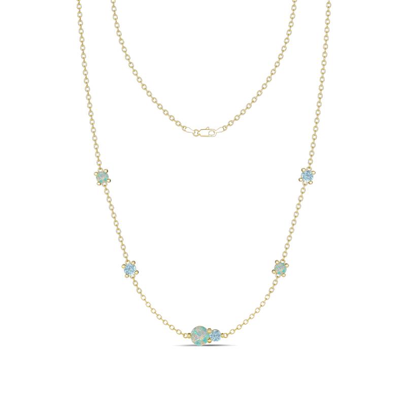 Linea 0.39 ctw Opal (4 mm) and Aquamarine Women Station Necklace 