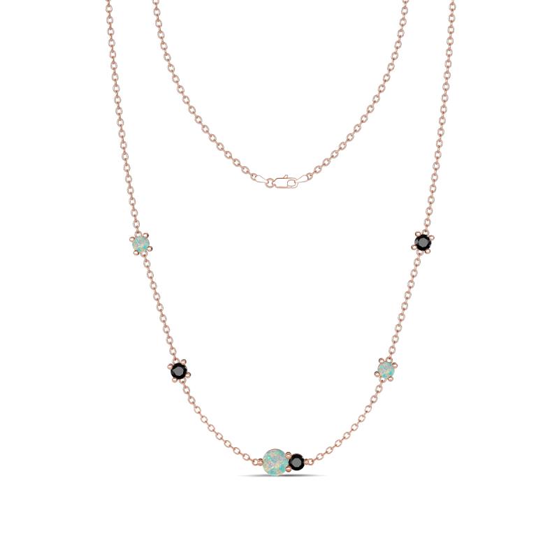 Linea 0.45 ctw Opal (4 mm) and Black Diamond Women Station Necklace 