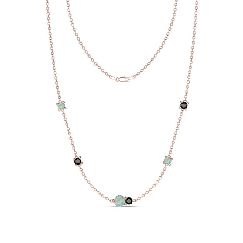 Linea 0.45 ctw Opal (4 mm) and Black Diamond Women Station Necklace 