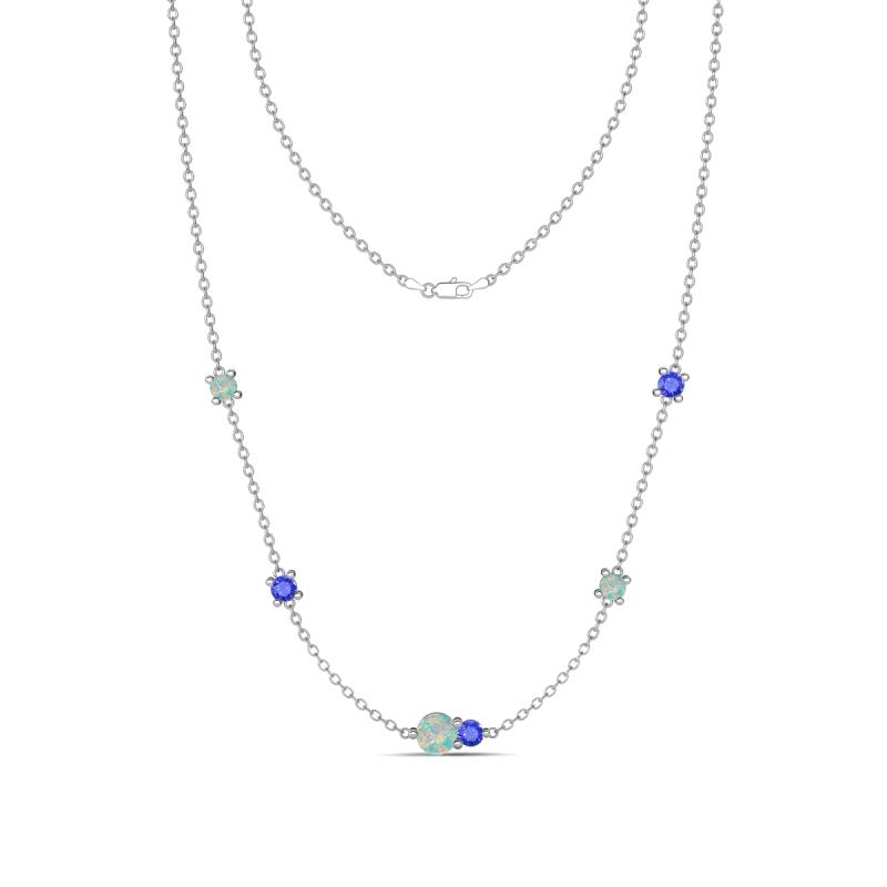 Linea 0.45 ctw Opal (4 mm) and Tanzanite Women Station Necklace 