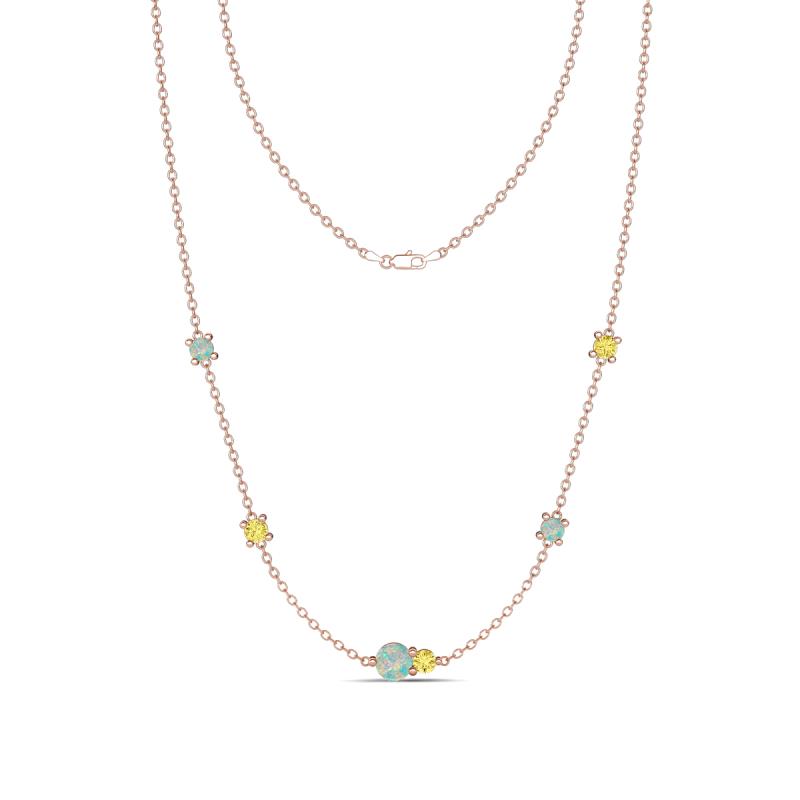 Linea 0.48 ctw Opal (4 mm) and Yellow Sapphire Women Station Necklace 
