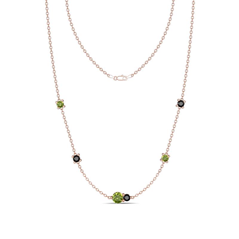 Linea 0.63 ctw Peridot (4 mm) and Black Diamond Women Station Necklace 