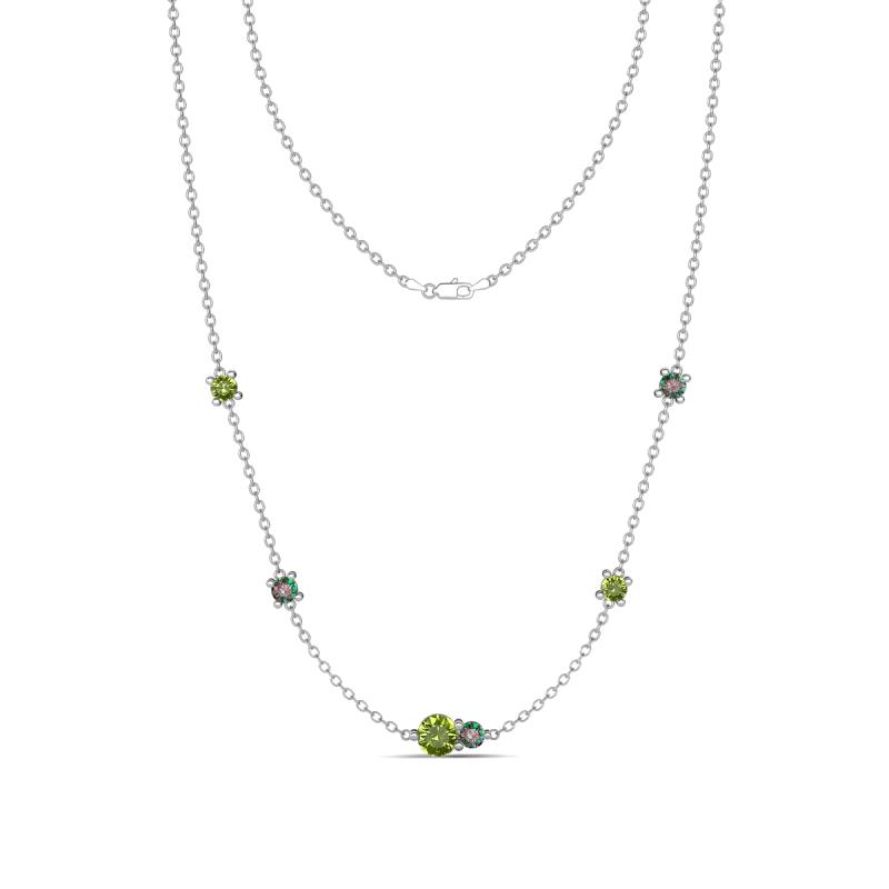 Linea 0.66 ctw Peridot (4 mm) and Created Alexandrite Women Station Necklace 