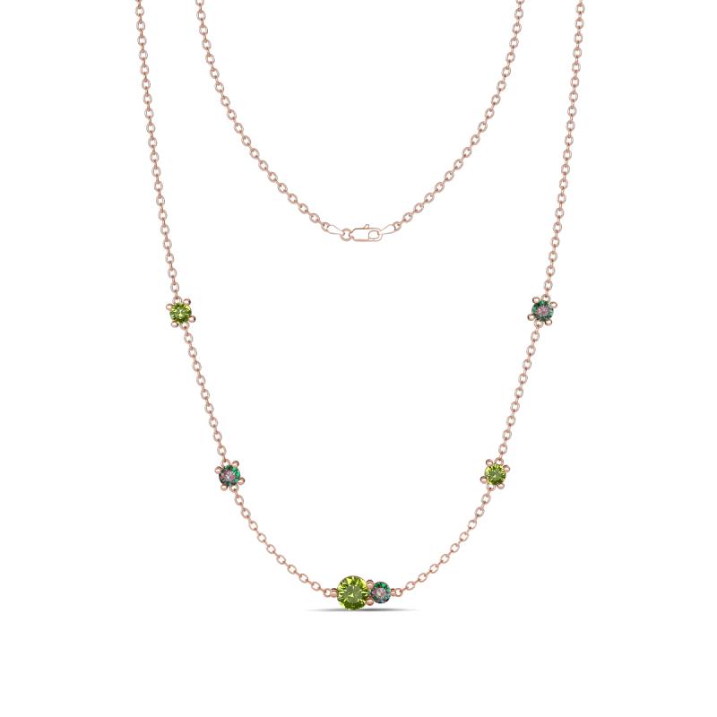 Linea 0.66 ctw Peridot (4 mm) and Created Alexandrite Women Station Necklace 