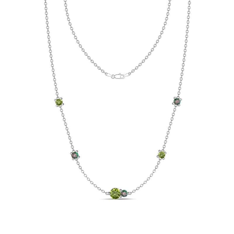 Linea 0.66 ctw Peridot (4 mm) and Created Alexandrite Women Station Necklace 