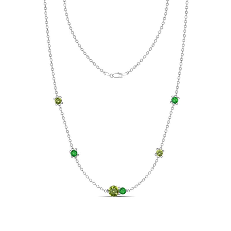 Linea 0.66 ctw Peridot (4 mm) and Green Garnet Women Station Necklace 