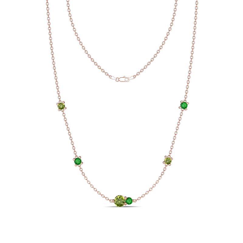 Linea 0.66 ctw Peridot (4 mm) and Green Garnet Women Station Necklace 