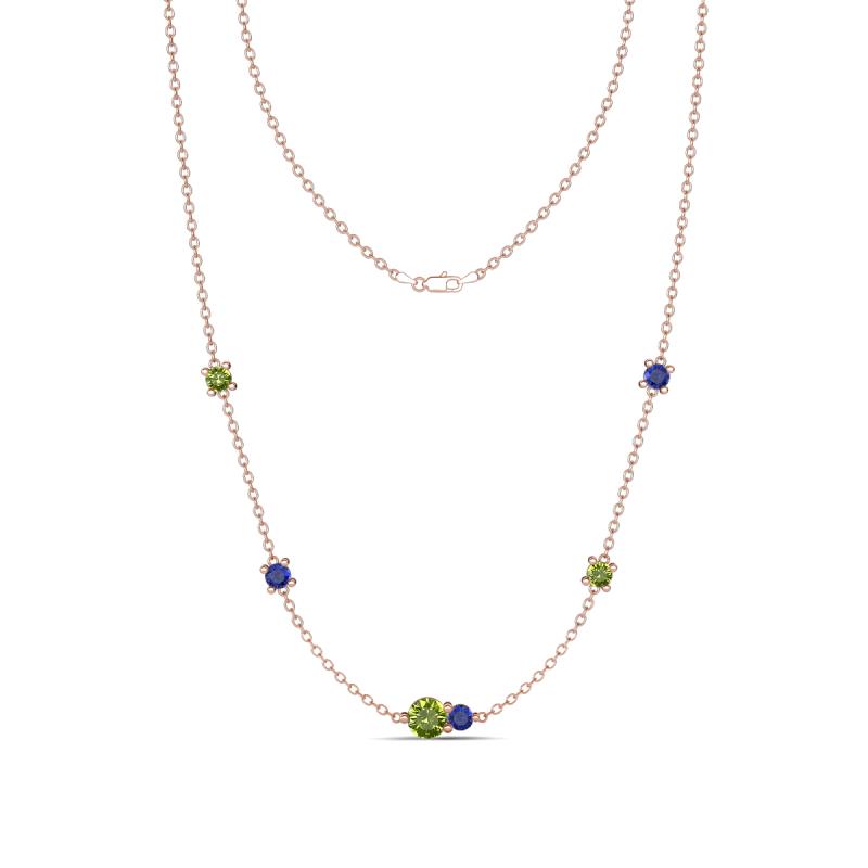 Linea 0.57 ctw Peridot (4 mm) and Iolite Women Station Necklace 