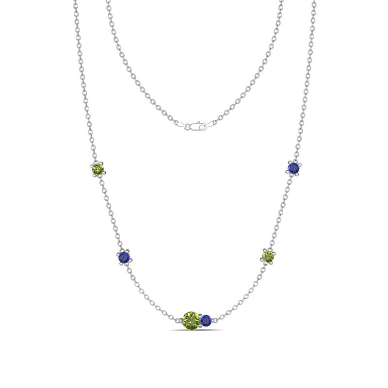 Linea 0.57 ctw Peridot (4 mm) and Iolite Women Station Necklace 