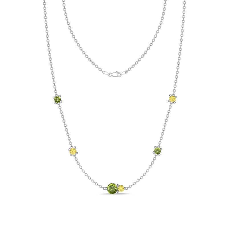 Linea 0.66 ctw Peridot (4 mm) and Yellow Sapphire Women Station Necklace 