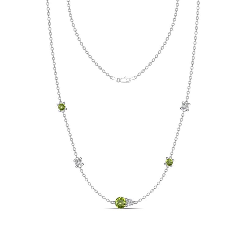 Linea 0.63 ctw Peridot (4 mm) and Natural Diamond Women Station Necklace 