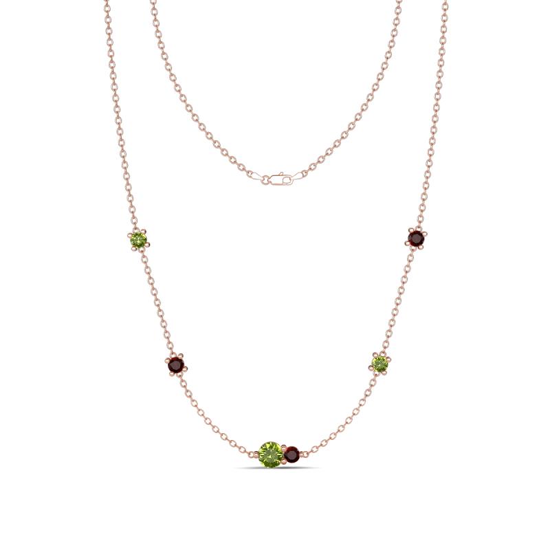 Linea 0.66 ctw Peridot (4 mm) and Red Garnet Women Station Necklace 