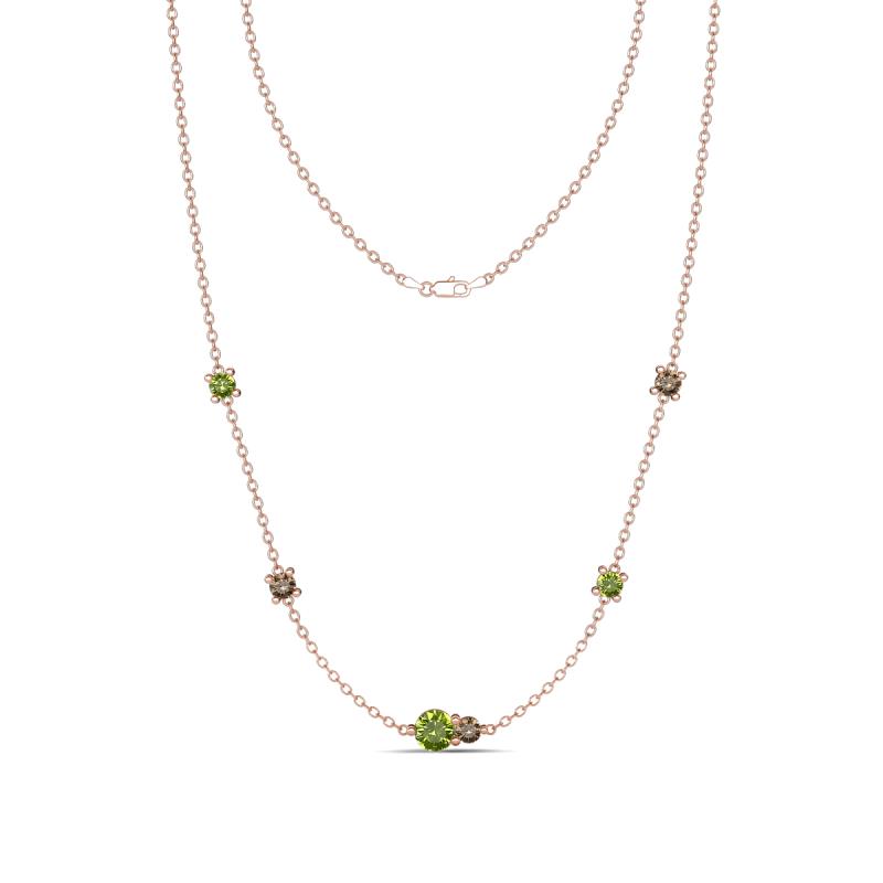 Linea 0.63 ctw Peridot (4 mm) and Smoky Quartz Women Station Necklace 