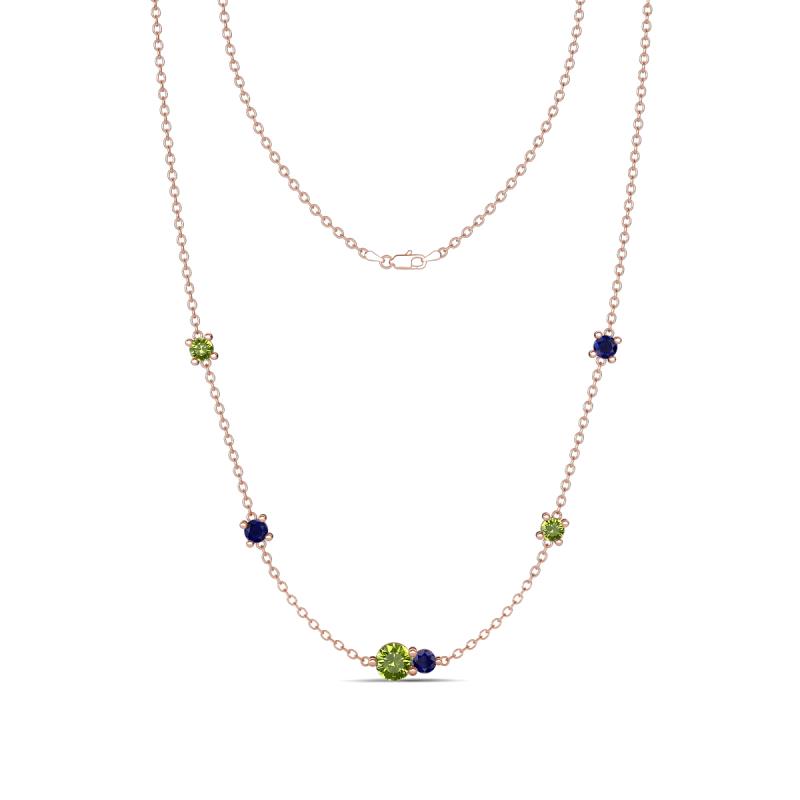 Linea 0.65 ctw Peridot (4 mm) and Blue Sapphire Women Station Necklace 