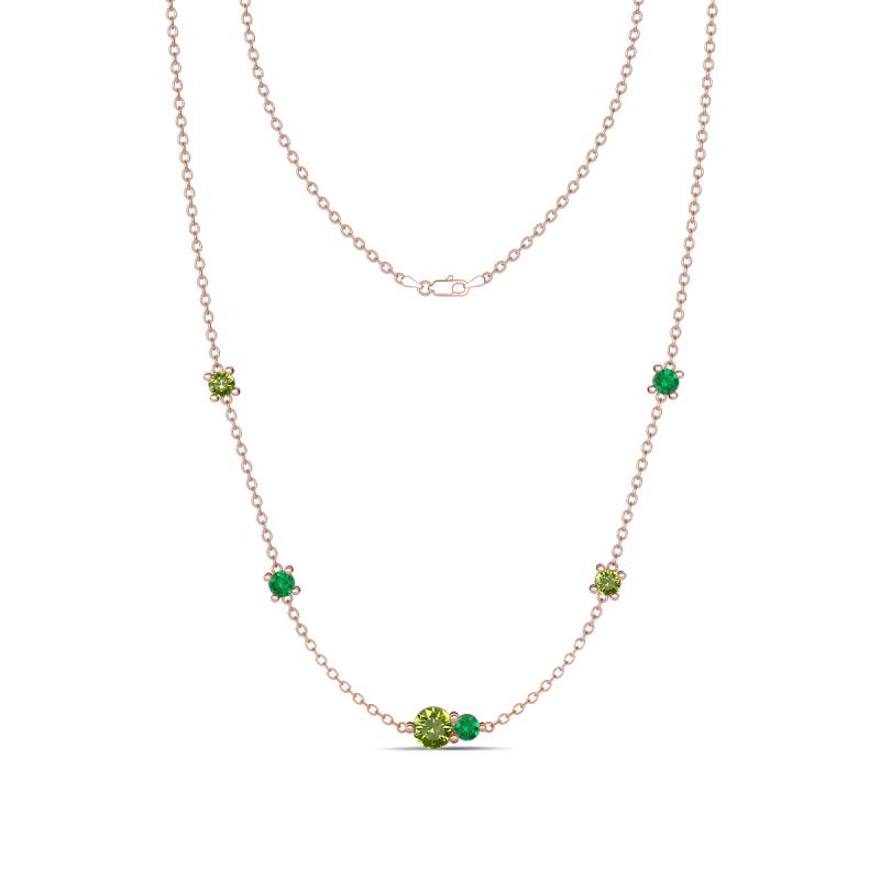 Linea 0.57 ctw Peridot (4 mm) and Emerald Women Station Necklace 