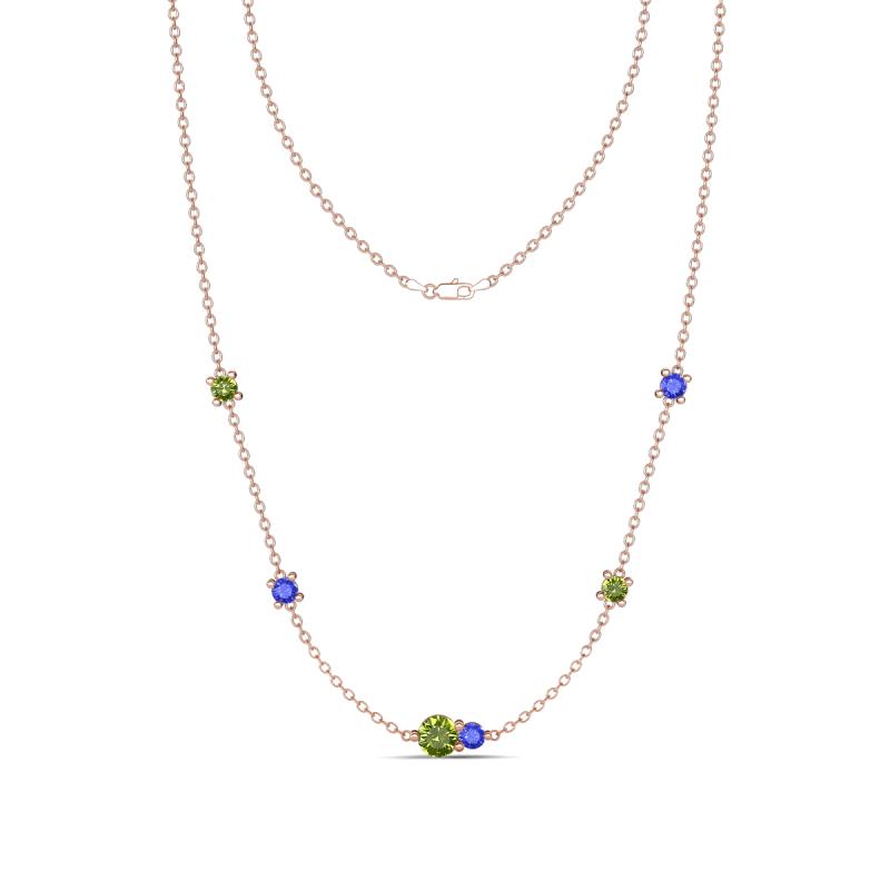 Linea 0.63 ctw Peridot (4 mm) and Tanzanite Women Station Necklace 