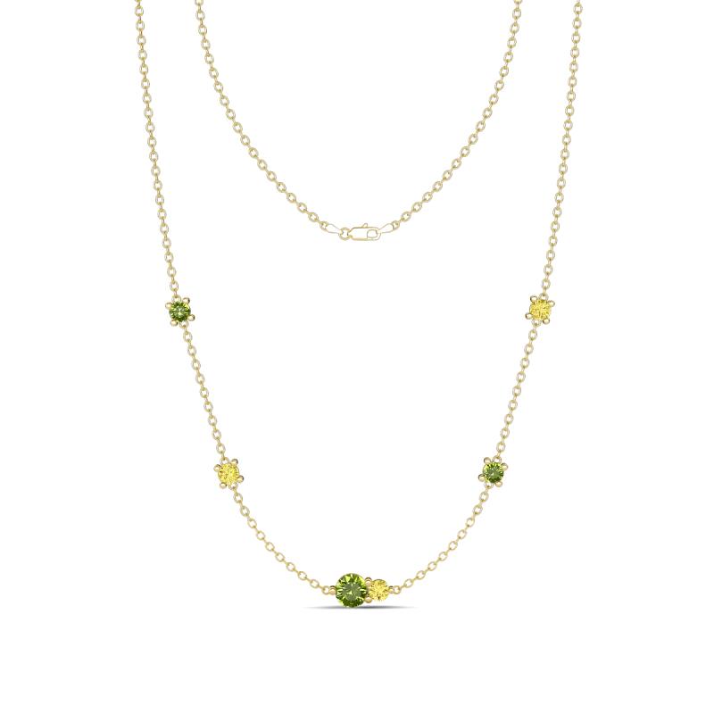Linea 0.66 ctw Peridot (4 mm) and Yellow Sapphire Women Station Necklace 