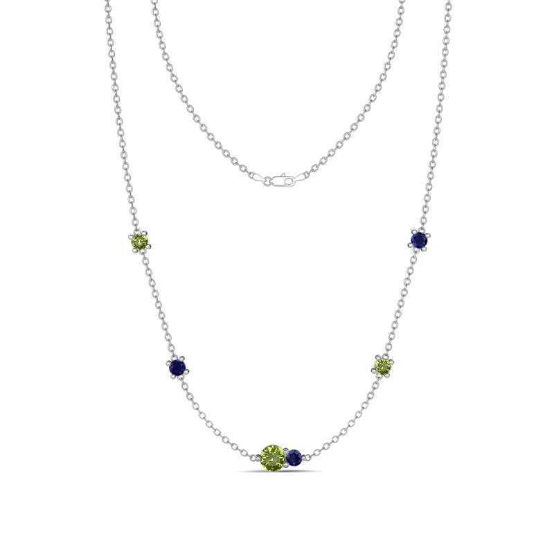 Linea 0.65 ctw Peridot (4 mm) and Blue Sapphire Women Station Necklace 