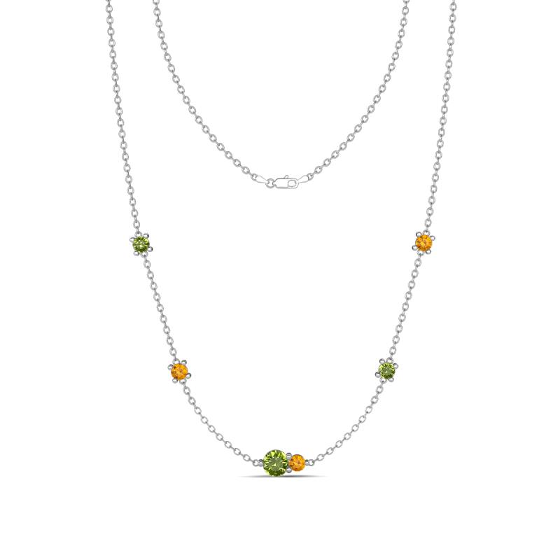 Linea 0.57 ctw Peridot (4 mm) and Citrine Women Station Necklace 