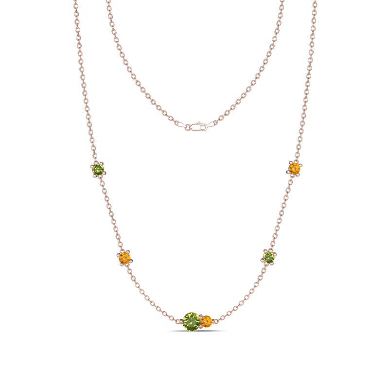 Linea 0.57 ctw Peridot (4 mm) and Citrine Women Station Necklace 