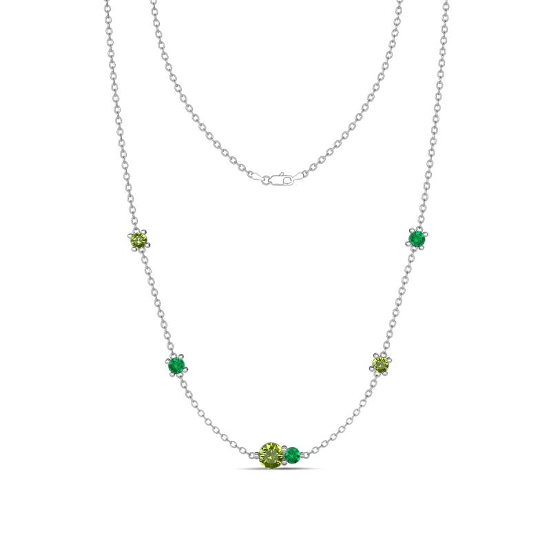 Linea 0.57 ctw Peridot (4 mm) and Emerald Women Station Necklace 