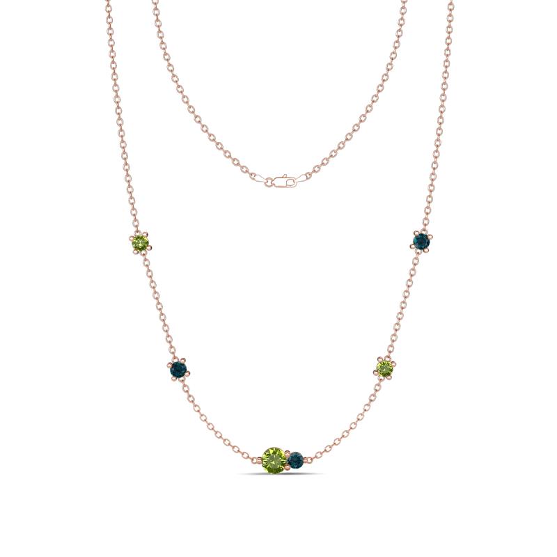 Linea 0.63 ctw Peridot (4 mm) and London Blue Topaz Women Station Necklace 