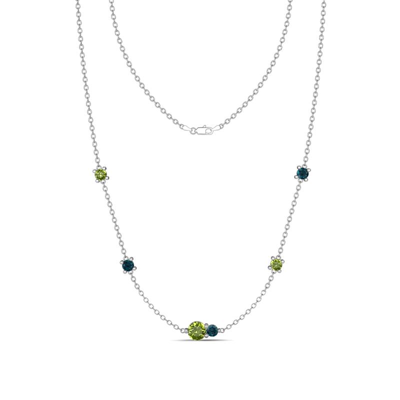 Linea 0.63 ctw Peridot (4 mm) and London Blue Topaz Women Station Necklace 