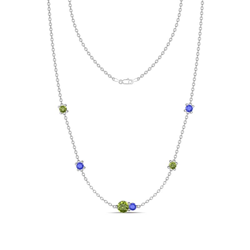 Linea 0.63 ctw Peridot (4 mm) and Tanzanite Women Station Necklace 