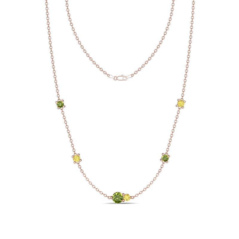 Linea 0.66 ctw Peridot (4 mm) and Yellow Sapphire Women Station Necklace 