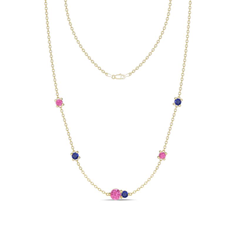 Linea 0.52 ctw Pink Sapphire (4 mm) and Iolite Women Station Necklace 