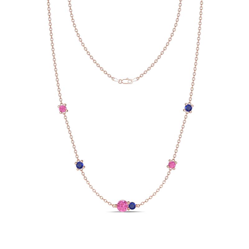 Linea 0.52 ctw Pink Sapphire (4 mm) and Iolite Women Station Necklace 