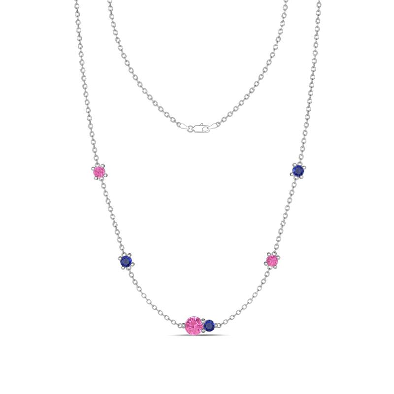 Linea 0.52 ctw Pink Sapphire (4 mm) and Iolite Women Station Necklace 