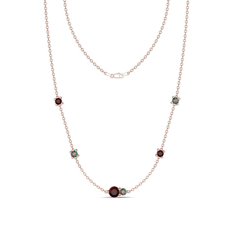 Linea 0.66 ctw Red Garnet (4 mm) and Created Alexandrite Women Station Necklace 