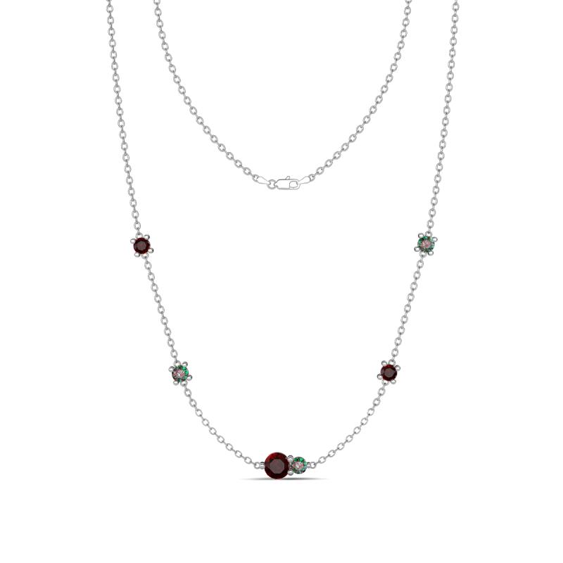 Linea 0.66 ctw Red Garnet (4 mm) and Created Alexandrite Women Station Necklace 