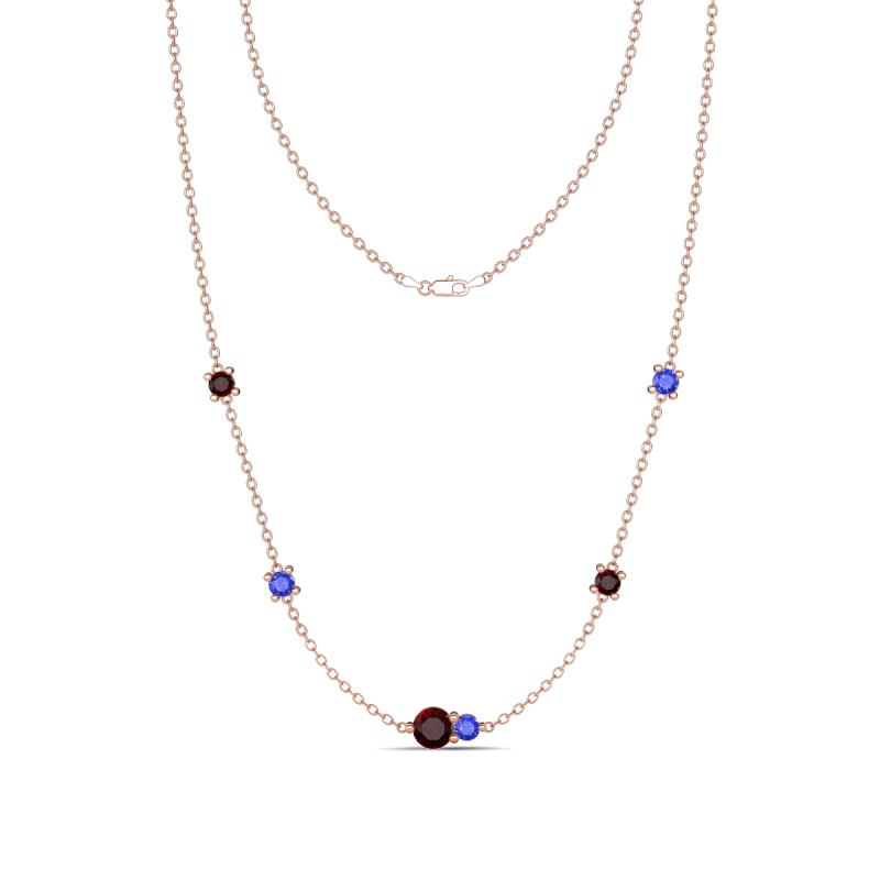 Linea 0.64 ctw Red Garnet (4 mm) and Tanzanite Women Station Necklace 
