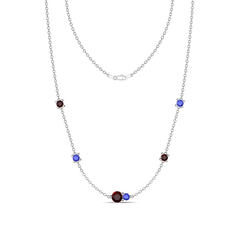 Linea 0.64 ctw Red Garnet (4 mm) and Tanzanite Women Station Necklace 