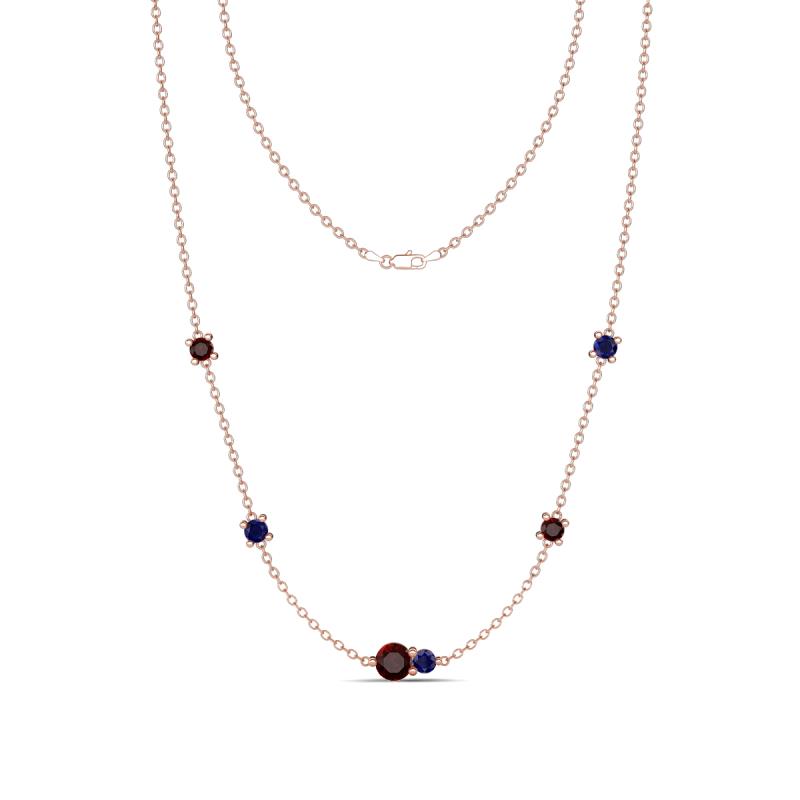 Linea 0.65 ctw Red Garnet (4 mm) and Blue Sapphire Women Station Necklace 