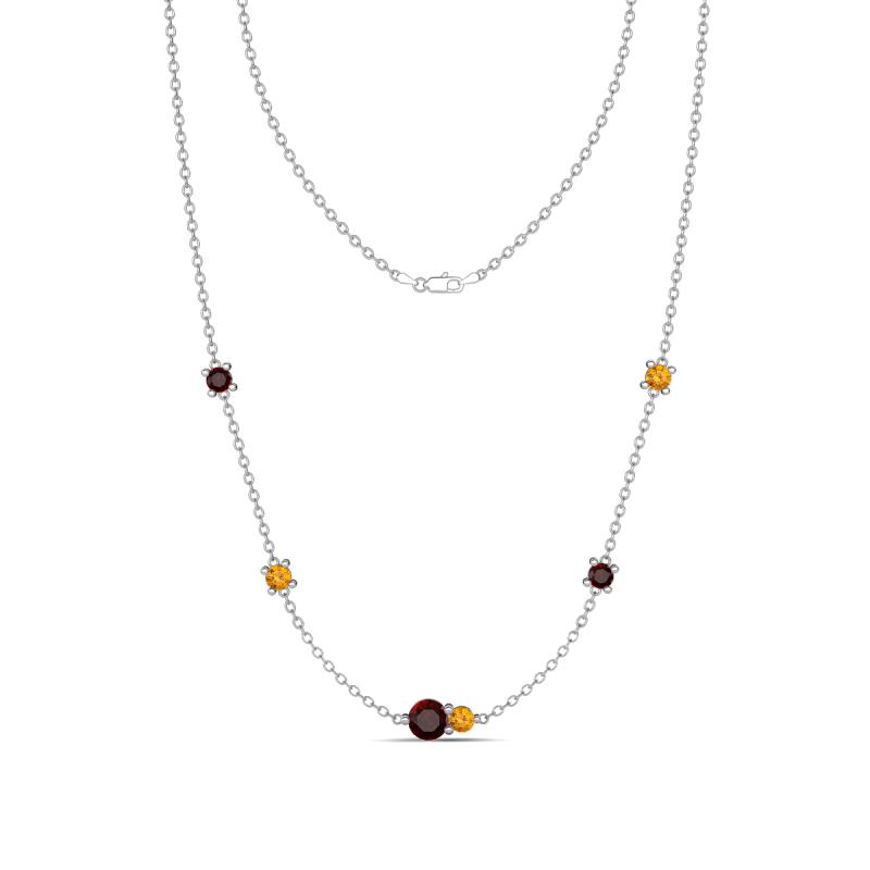 Linea 0.58 ctw Red Garnet (4 mm) and Citrine Women Station Necklace 