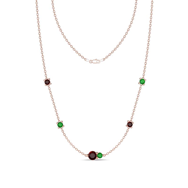 Linea 0.66 ctw Red Garnet (4 mm) and Green Garnet Women Station Necklace 