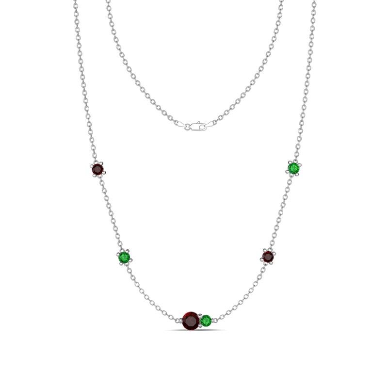Linea 0.66 ctw Red Garnet (4 mm) and Green Garnet Women Station Necklace 