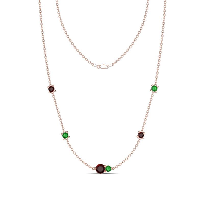 Linea 0.66 ctw Red Garnet (4 mm) and Green Garnet Women Station Necklace 