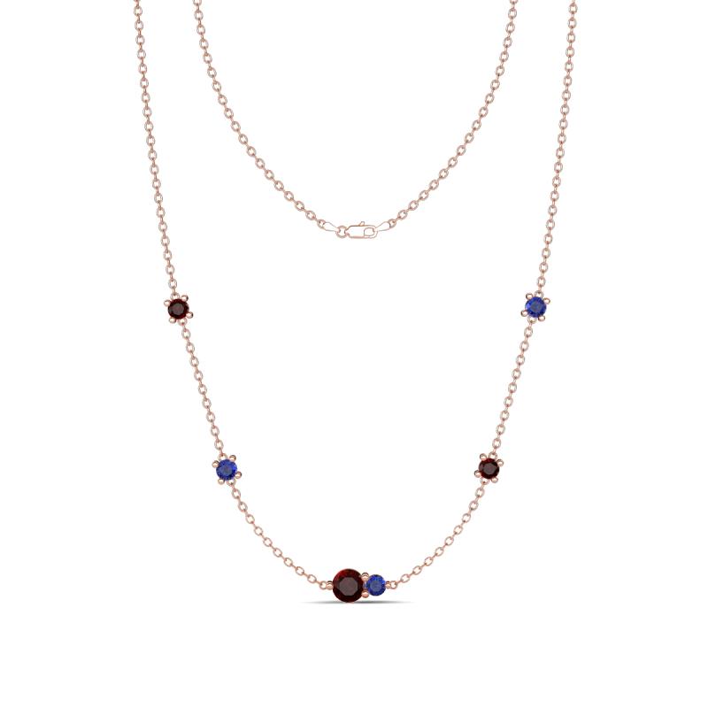 Linea 0.58 ctw Red Garnet (4 mm) and Iolite Women Station Necklace 