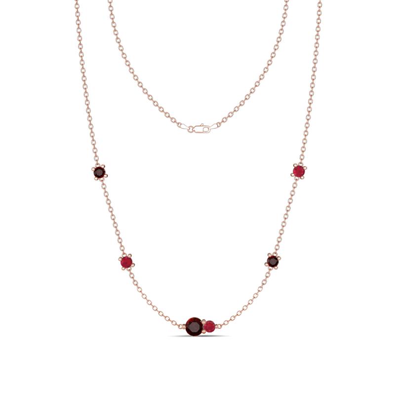 Linea 0.64 ctw Red Garnet (4 mm) and Ruby Women Station Necklace 