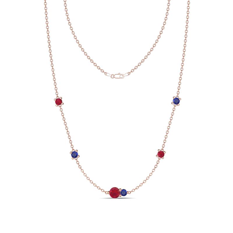 Linea 0.50 ctw Ruby (4 mm) and Iolite Women Station Necklace 