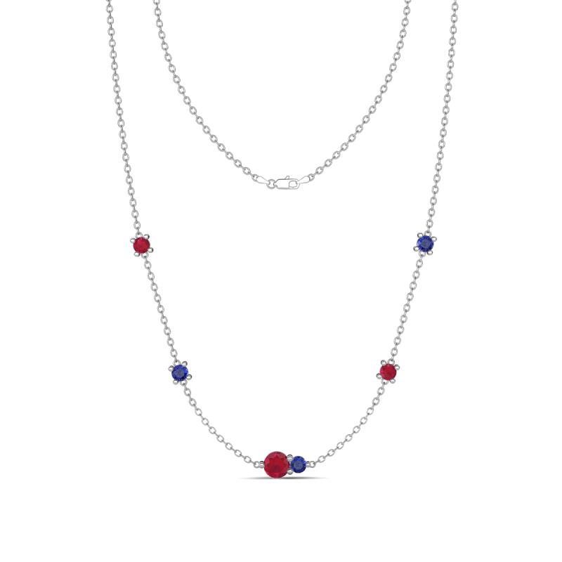 Linea 0.50 ctw Ruby (4 mm) and Iolite Women Station Necklace 