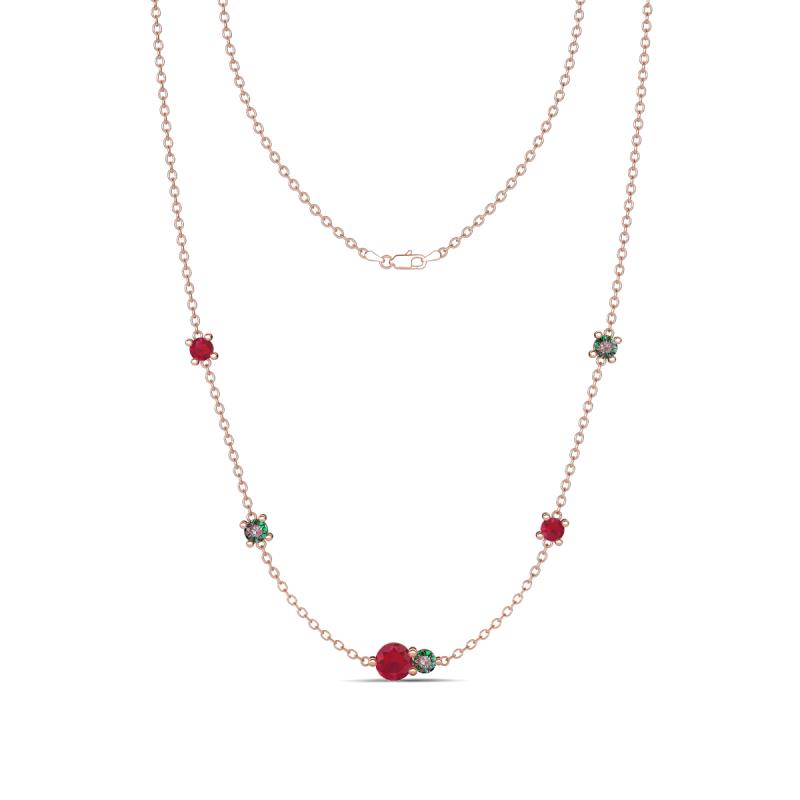 Linea 0.58 ctw Ruby (4 mm) and Created Alexandrite Women Station Necklace 