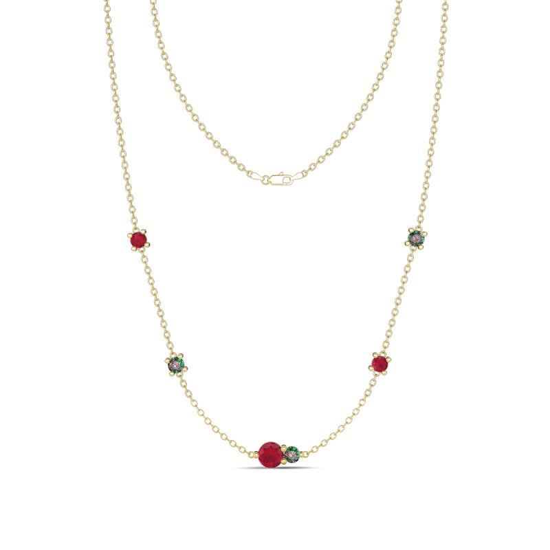 Linea 0.58 ctw Ruby (4 mm) and Created Alexandrite Women Station Necklace 